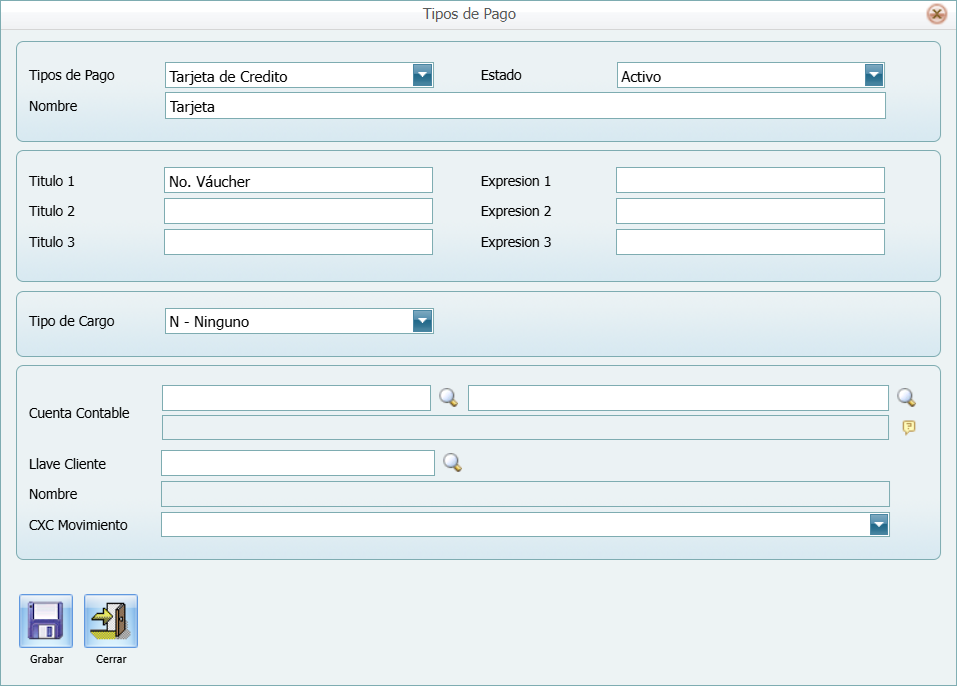 Cuantas Por Cobrar Tipos de Pago Lleno