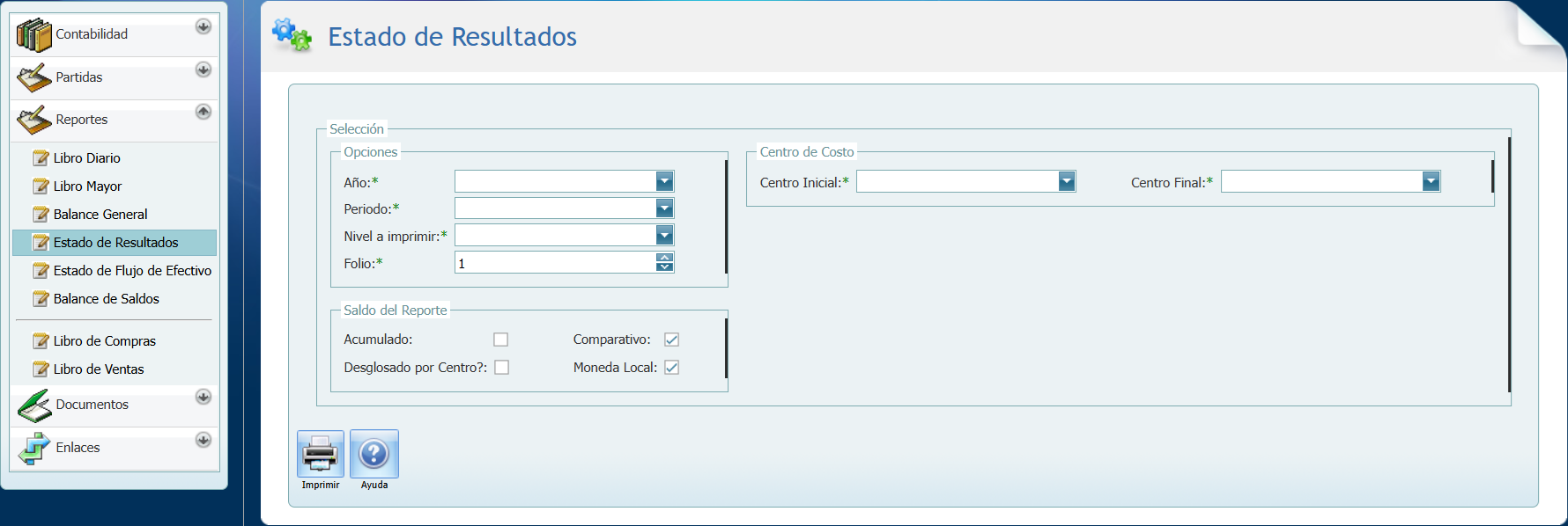 Contabilidad Reportes Estado de Resultado