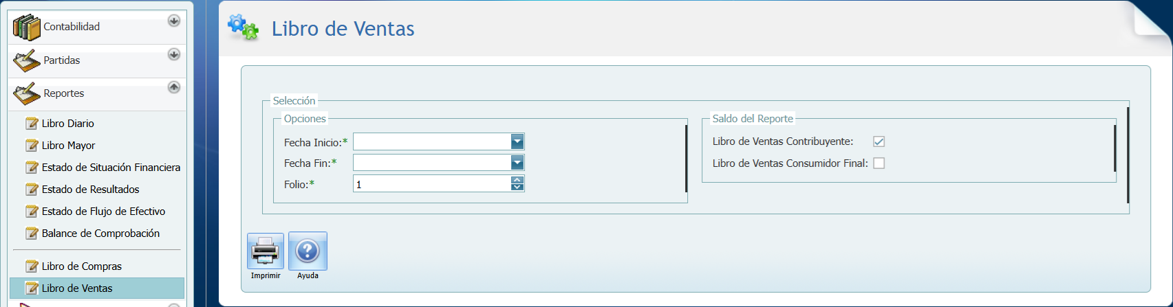 Contabilidad Reportes Libro Ventas SV