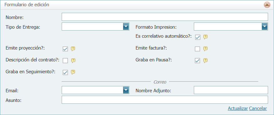 Cuentas por Cobrar Contratros Tipo Agregar