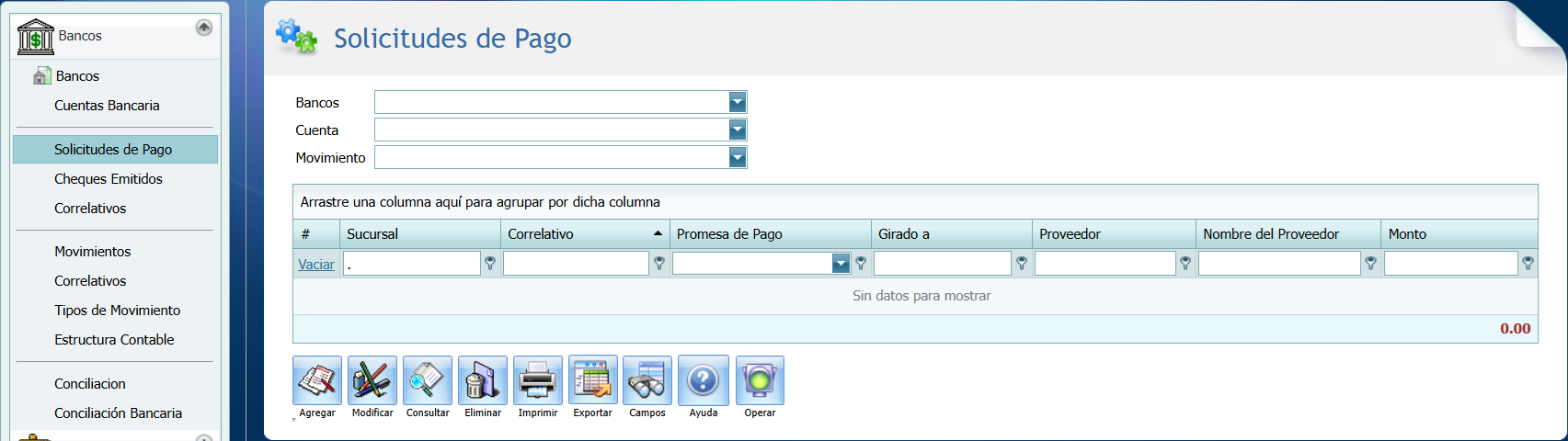 Bancos Solicitud Cheque