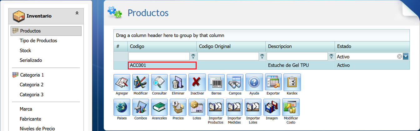 Facturacion Cotizaciones Importar Llave Producto