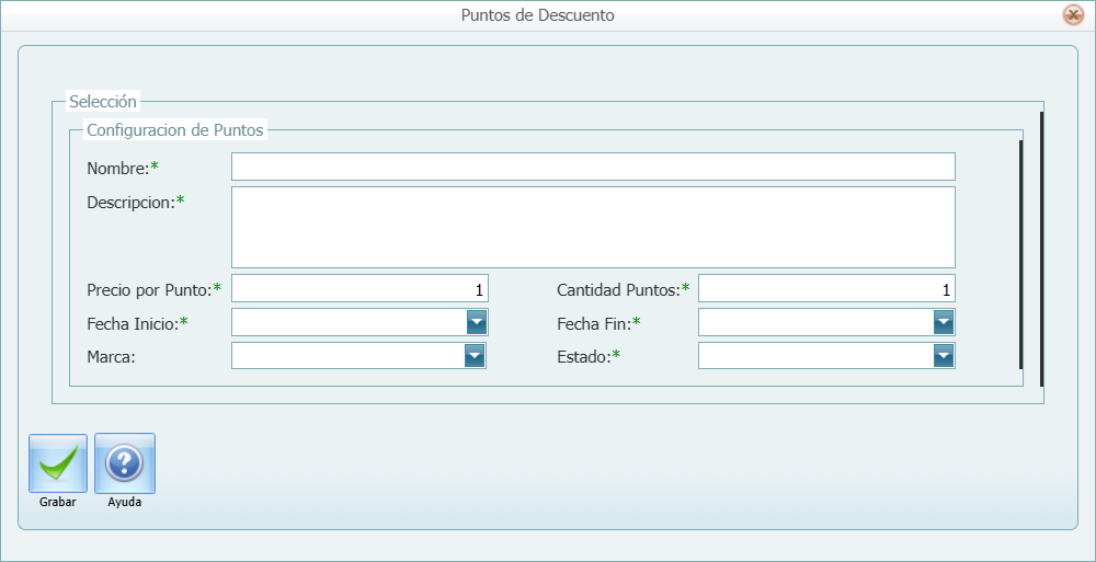 Facturacion Descuentos Puntos de Descuento Ventana