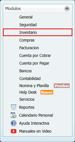 Modulo Inventario
