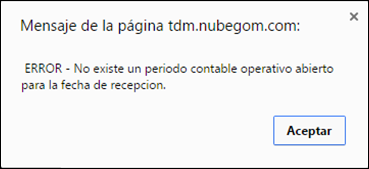 Crear Periodo Contable Mensaje
