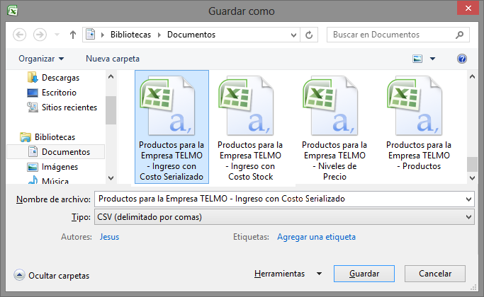Ingreso con Costo Existencia Masiva Serializado