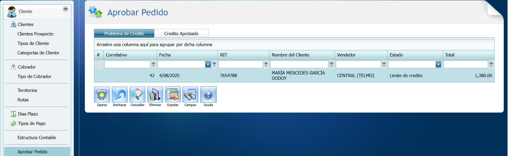 Cuentas por Cobrar Aprobar Pedido