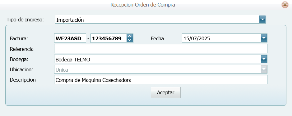Compra Orden Enviadas a Proveedor Operar Lleno