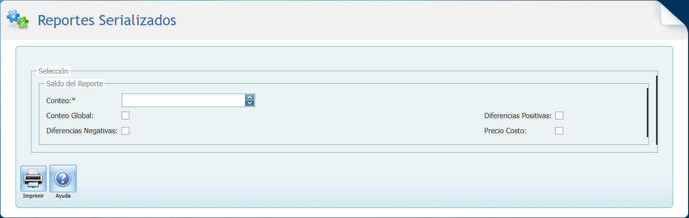 Inventario Reportes Serializados Opciones