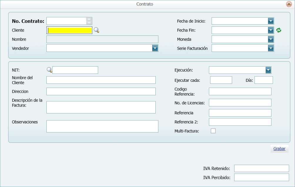 Cuentas por Cobrar Contratros Prospecto Agregar