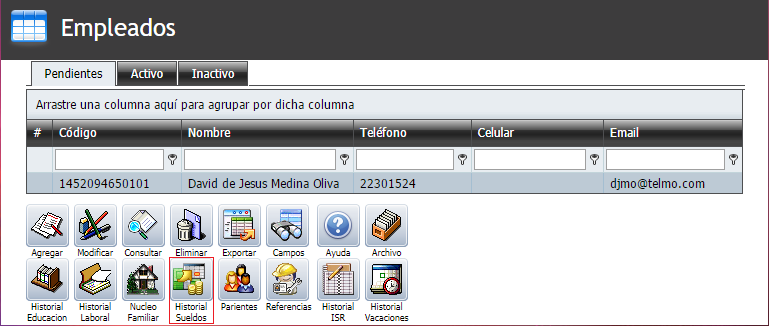 Empleados Nuevo Historial Sueldos