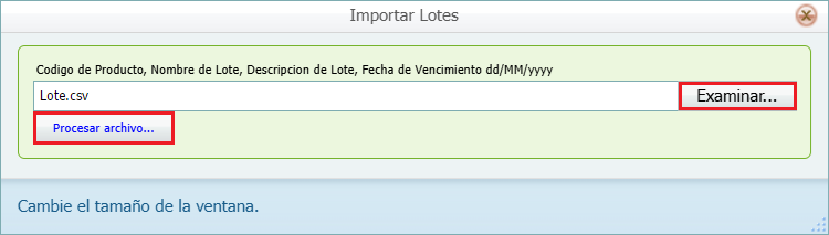 Importar Lote CSV