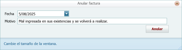 Facturacion Facturas Anular