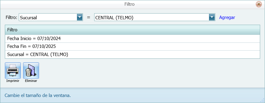 Reporte Estandar Facturacion Filtro