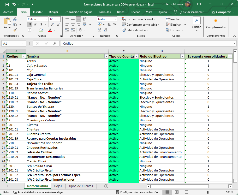 Contabilidad Cuentas Contables Cargar Excel