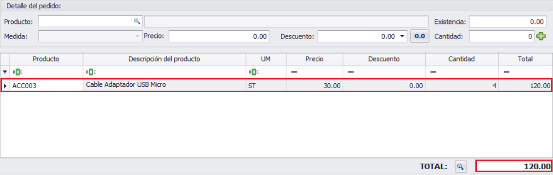 GOM server Pedido Facturar2