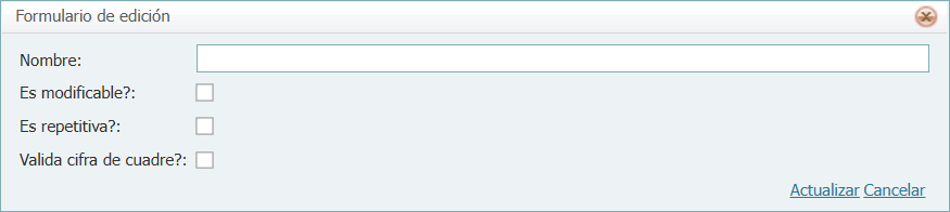 Contabilidad Tipos de Partida Agregar