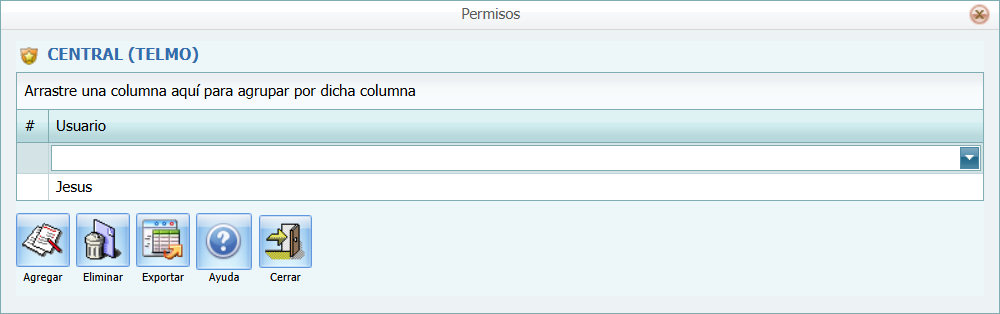 Centro de Costo Permisos Usuario Lista