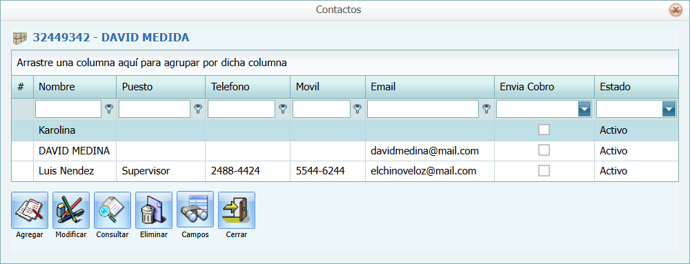 Cuentas por Cobrar Contratos en Pausa Contactos Ventana Llena