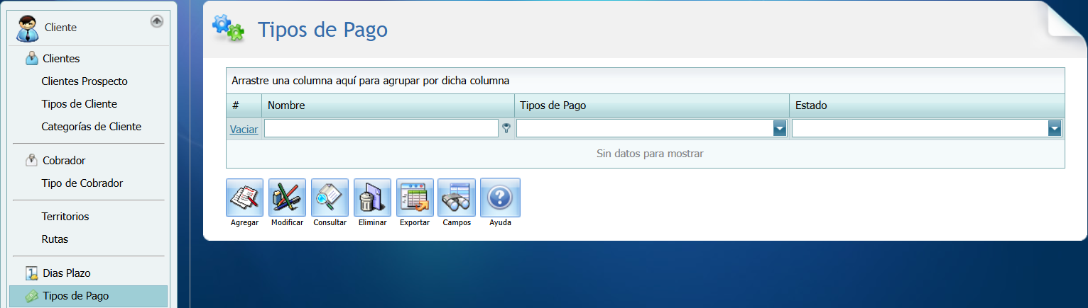 Cuantas Por Cobrar Tipos de Pago