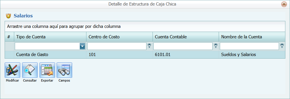 Bancos Estructura Contable Detalle Modificar Lleno