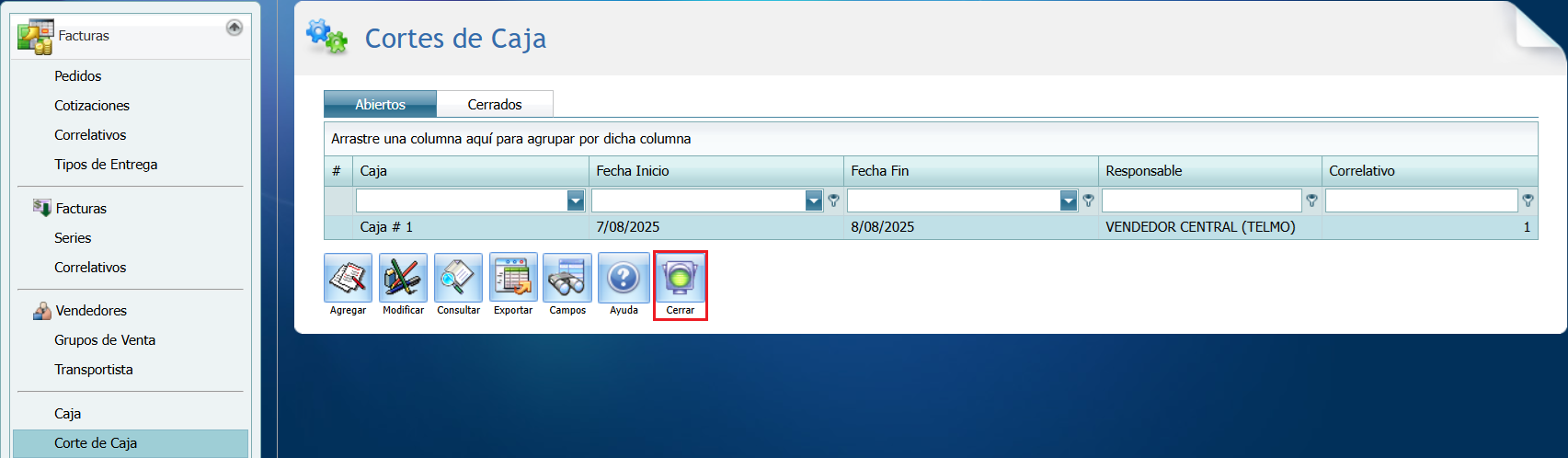 Facturacion Corte Cerrar