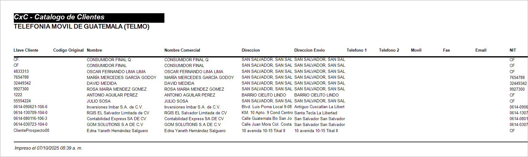 Reporte Estandar Cuentas por Cobrar Reporte Impreso