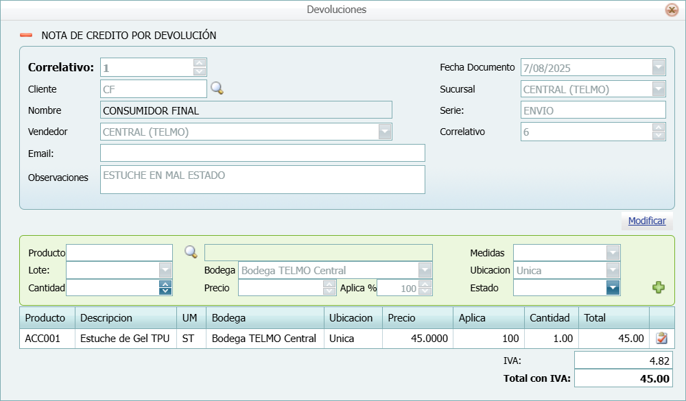 Facturacion Devolucion Final