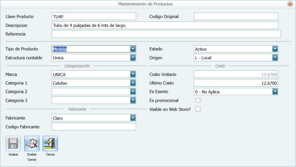 Productos con Medida