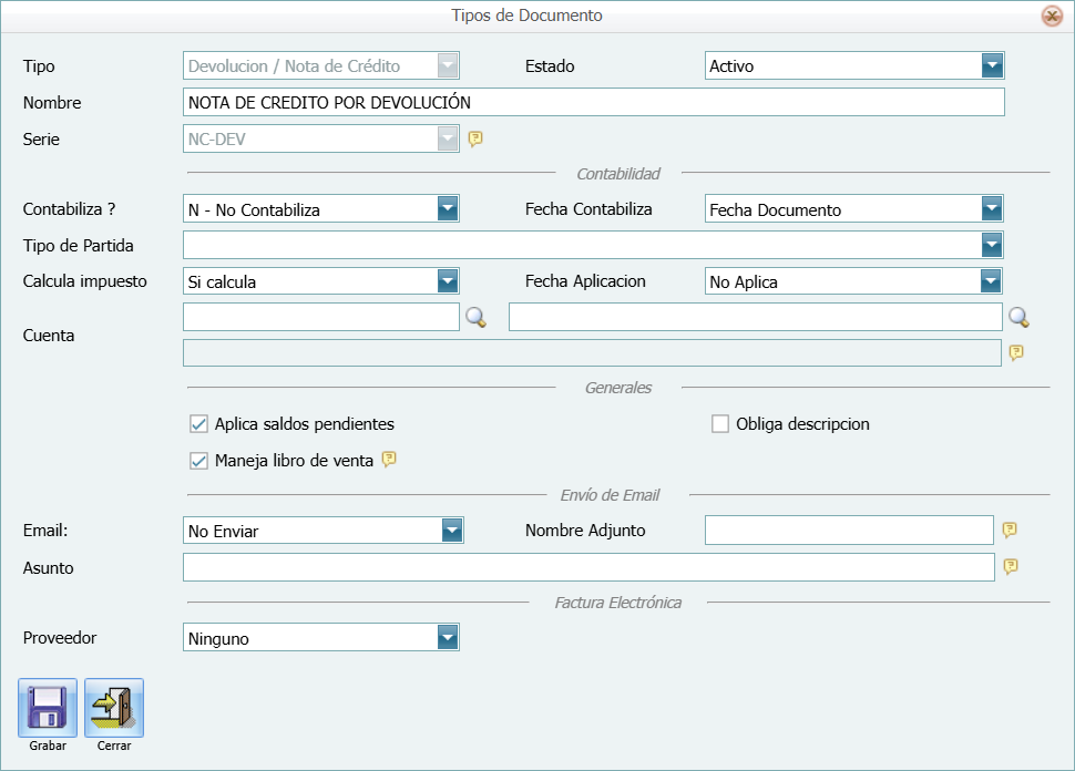 Facturacion Devolucion Tipo CXC