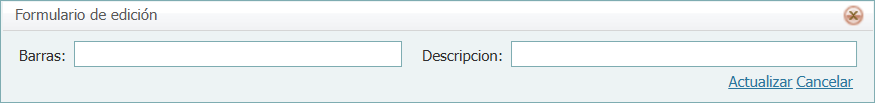 Ventana Producto Barras Agregar