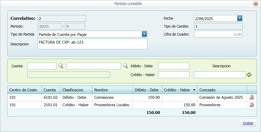Partidas Partidas Contables Editar